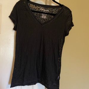 Aeropostale sheer black animal print shirt